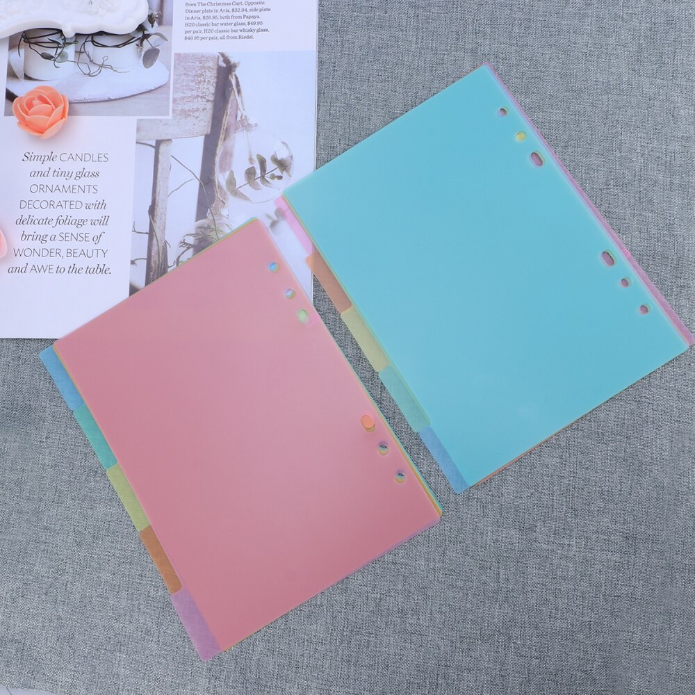 2 Pcs Page Divider Colorful Classification Page Tab for Notebook Memo (A5)