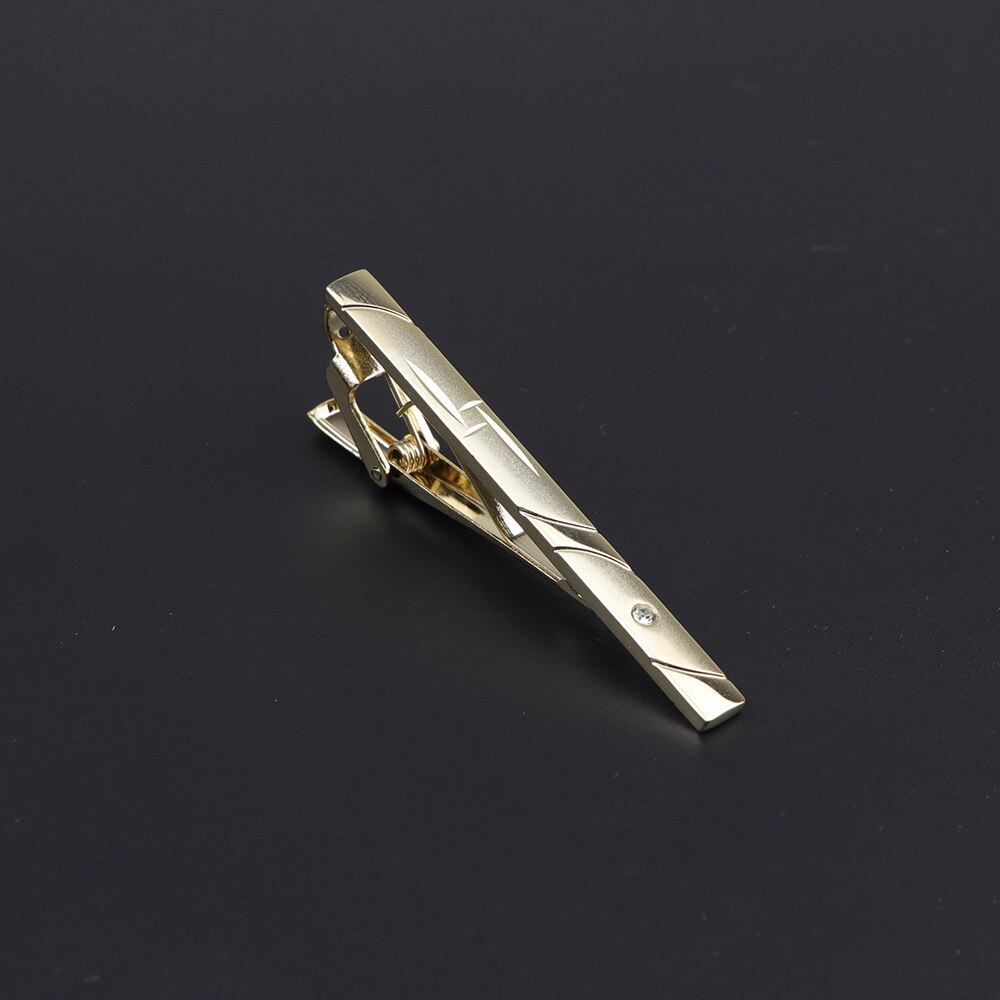 Slips klip klassisk trendy mænd guld krystal juvel metal mandlig business banket bar slips clips lås tilbehør