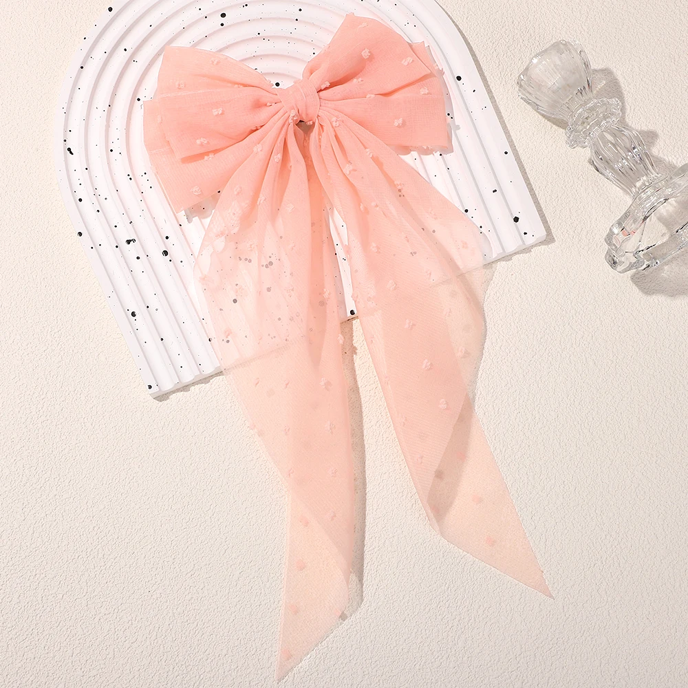 Clip de pelo de cinta con lazo para mujer, 8 colores, Clip de primavera de satén liso, lazo de cola de caballo, horquilla Simple a la , accesorios para el cabello para niña: Blanco