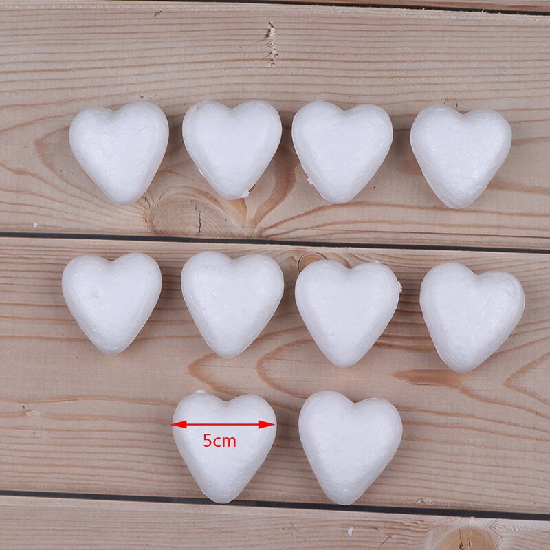 10Pcs Polystyrene Styrofoam Foam Heart-shaped Craft For Christmas Decoration: 5cm