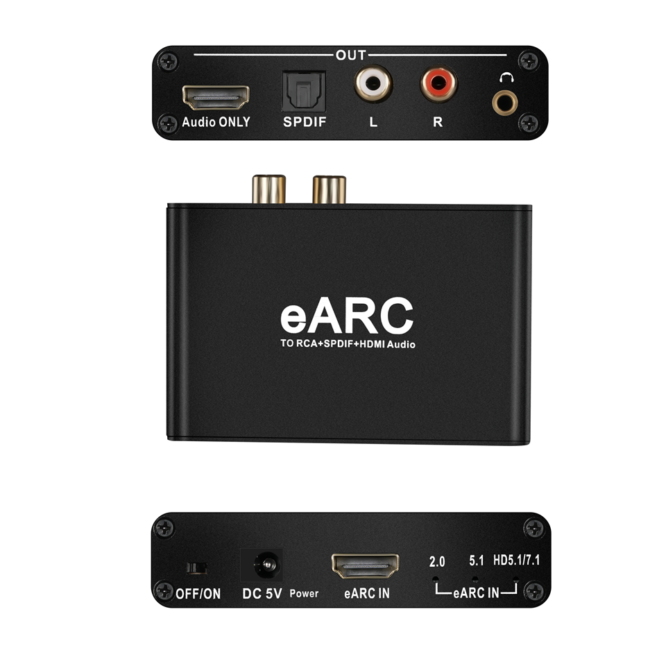 Estrattore Audio HDMI eARC arco 192Khz Convertitore Audio eARC a RCA Adattatore digitale-analogico per fibra DTS Dolby atomi AC3 LPCM