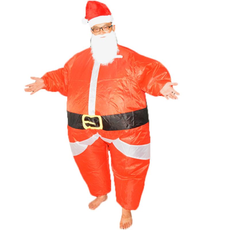 Traje de papai Noel Para Adultos Inflável Blow Up Suit Fantasia Vestido de Natal festa de Natal Cosplay empresa bares clubes de dança do partido