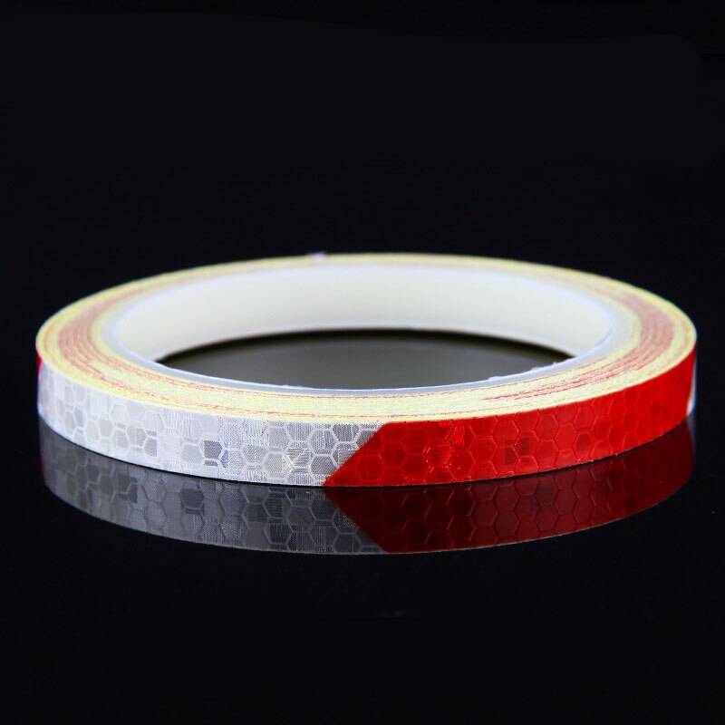 1cmx8m Bike Reflective Stickers Fluorescent MTB Bicycle Wheels Tapes Safety Warning Sticker Decoration Cycling Accessories: Red white