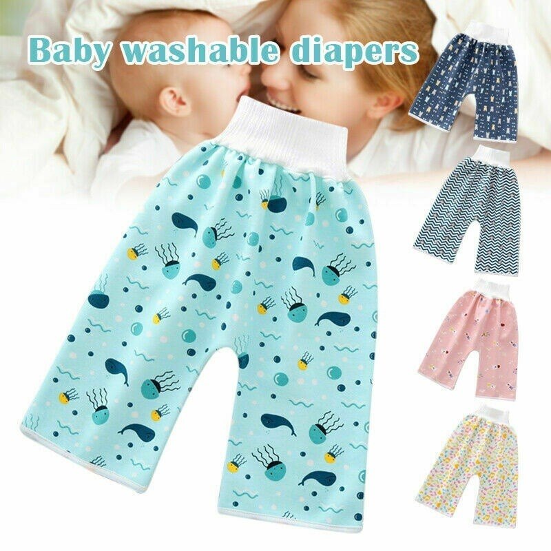 Baby Kids Comfy Cotton Diaper Skirt Shorts Pants 2 In 1 Waterproof and Absorbent