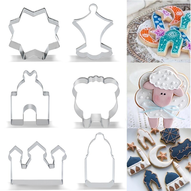 Emporte-pièce Eid Mubarak, décor de mosquée, lune, étoile, Biscuit, moule pour la maison, fête musulmane islamique, outil de cuisson DIY