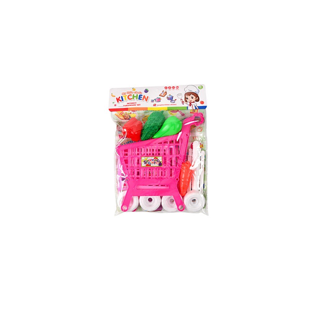 Mini Chariot De Courses Enfant – Jouet De Supermarché à Assembler – Jeu De Rôle Éducatif – 13 Pièces – Rose Ou Bleu – Dès 3 Ans