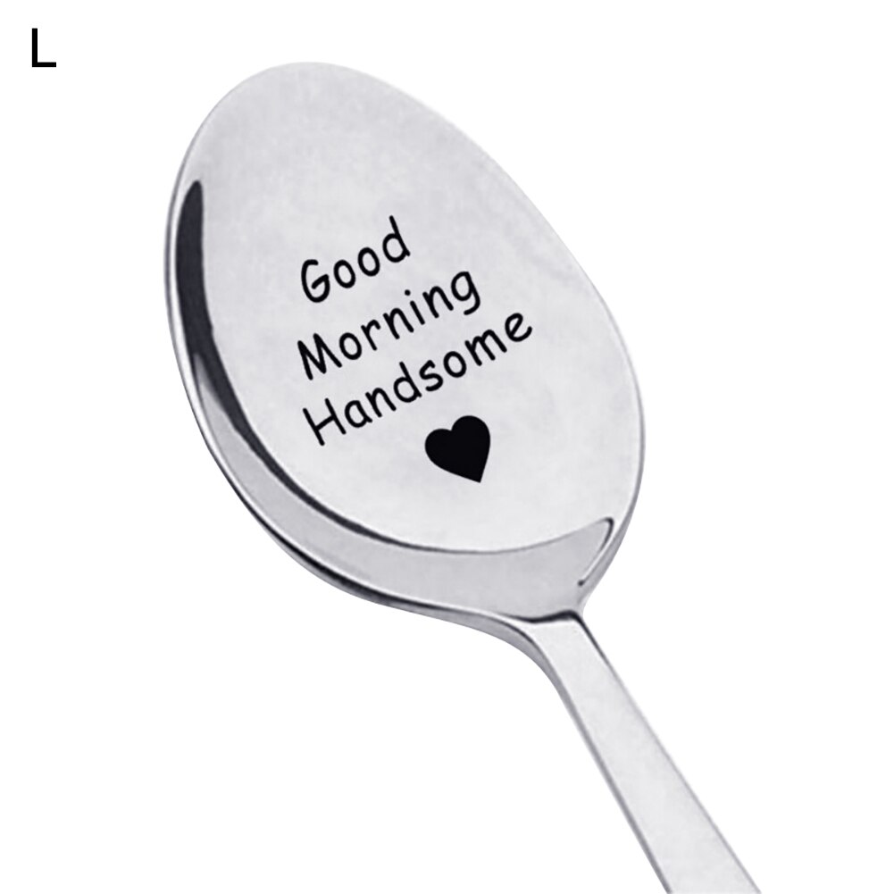 Portable Stainless Steel Peanut Butter Coffee Rice Tea Soup Spoon Couple Valentine's Day Drinking Tableware: L