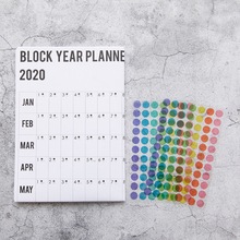 Blok Jaar Planner Dagelijkse Plan Papier Muur Kalender met 2 Vel EVA Mark Stickers Voor Office School Thuis Muur kalender