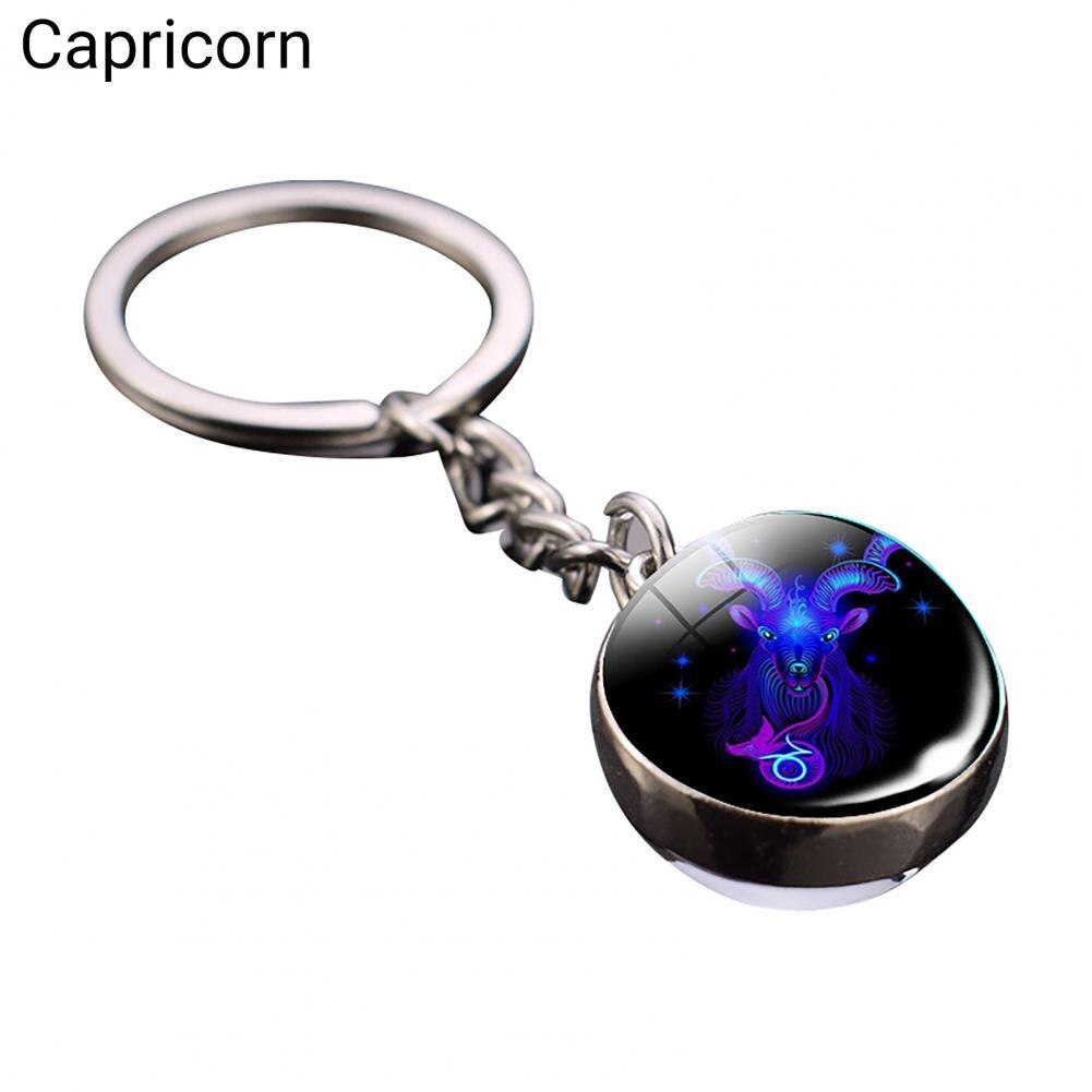 Glass Ball Pendant Decor Key Chain Lightweight Zodiac Style Glass Ball Constellation Keychain: Capricorn