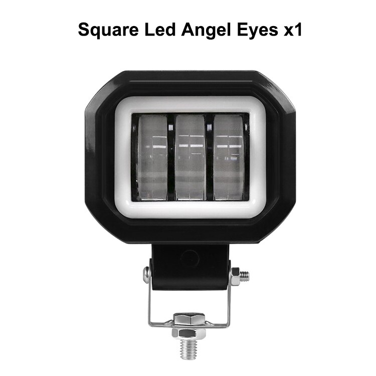 Nlpearl lysstang/arbejdslys 6d linse led angel eyes tågelygter led arbejdslys bar til 4 x 4 offroad lastbil båd atv led bar 12v 24v: 1 stk-ring-firkant