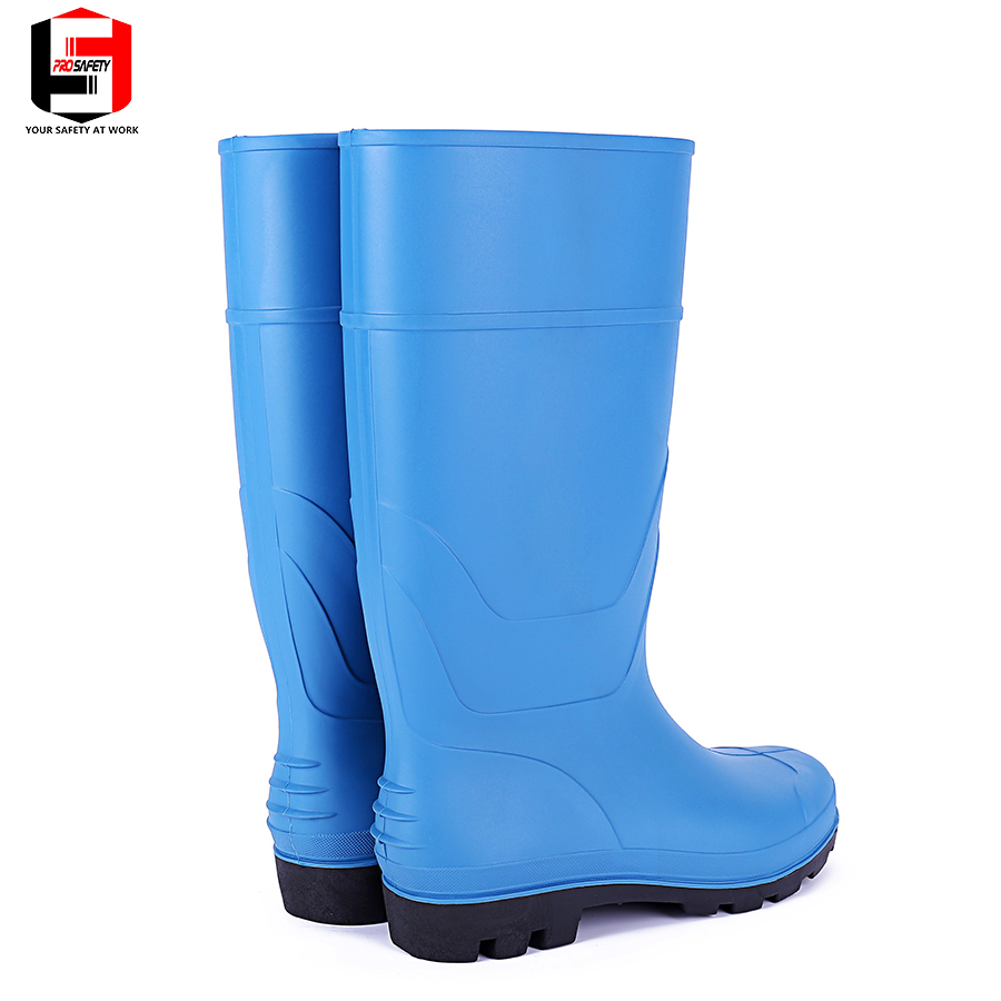 PRO SAFETY Blue Rain Boot women Water Oil Resistant PVC Boots Long Rubber Rain Boots for Agriculture