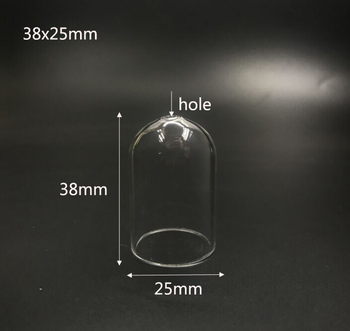 30pcs/lot 38x25mm mini tube bell jars glass globe bubble cover dome wish diy glass bottle vial pendant necklace decor: top with hole