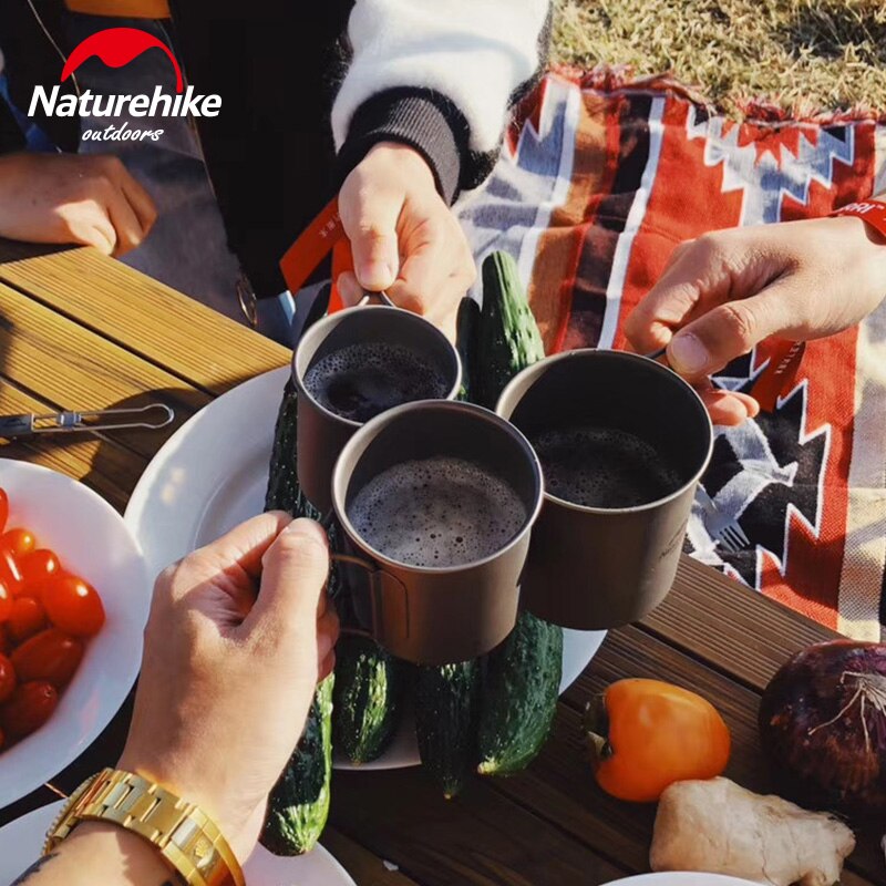 Naturehike in Titanio Leggero Posate Pieghevole Spork Cucchiaio Tazza di Acqua Tazza Tazza di articoli per La Tavola tutto'aperto Pentolame E Utensili per Cucinare Cena per la Corsa di Campeggio