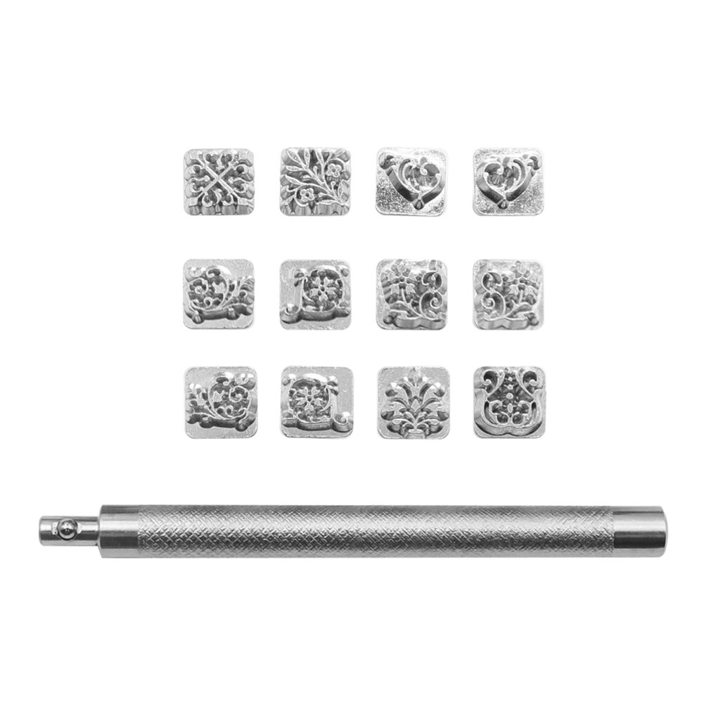 Leather Working Saddle Making Tools Leather Stamp Set for DIY Steel Punch Carving Metal Leather Craft Stamps Printing Tool: 02