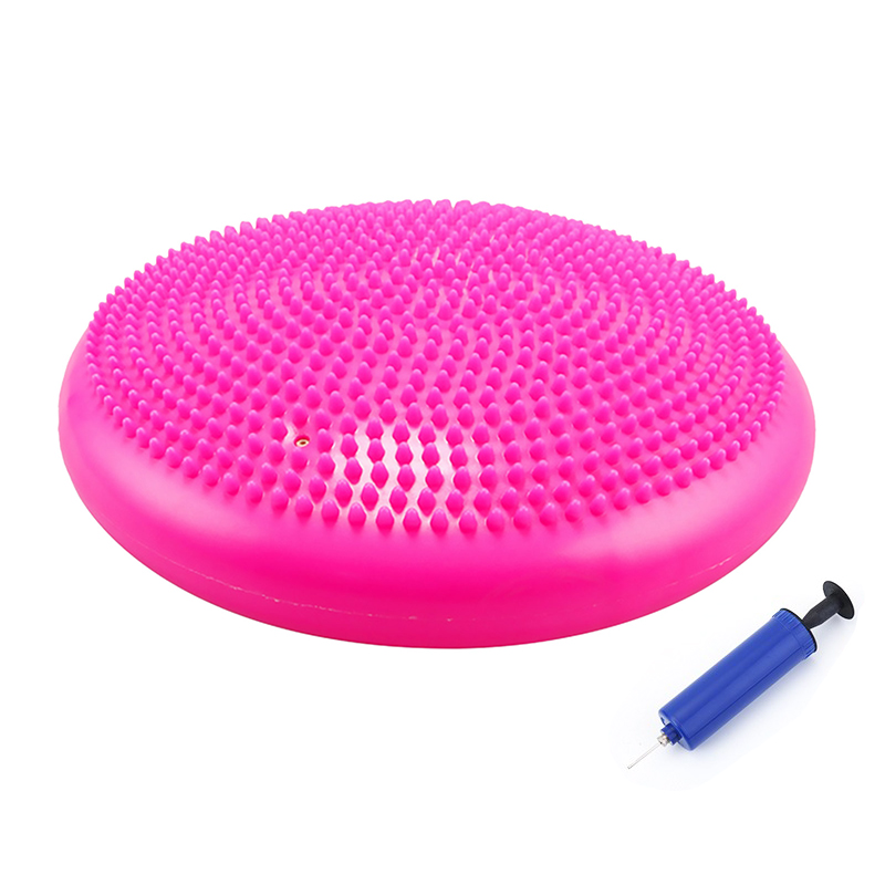 Inflatable Pvc Balance Cushion Balance Plate Thickened Explosion-proof Yoga Balance Ball Trainer 850g Yoga Massage Mat: pink