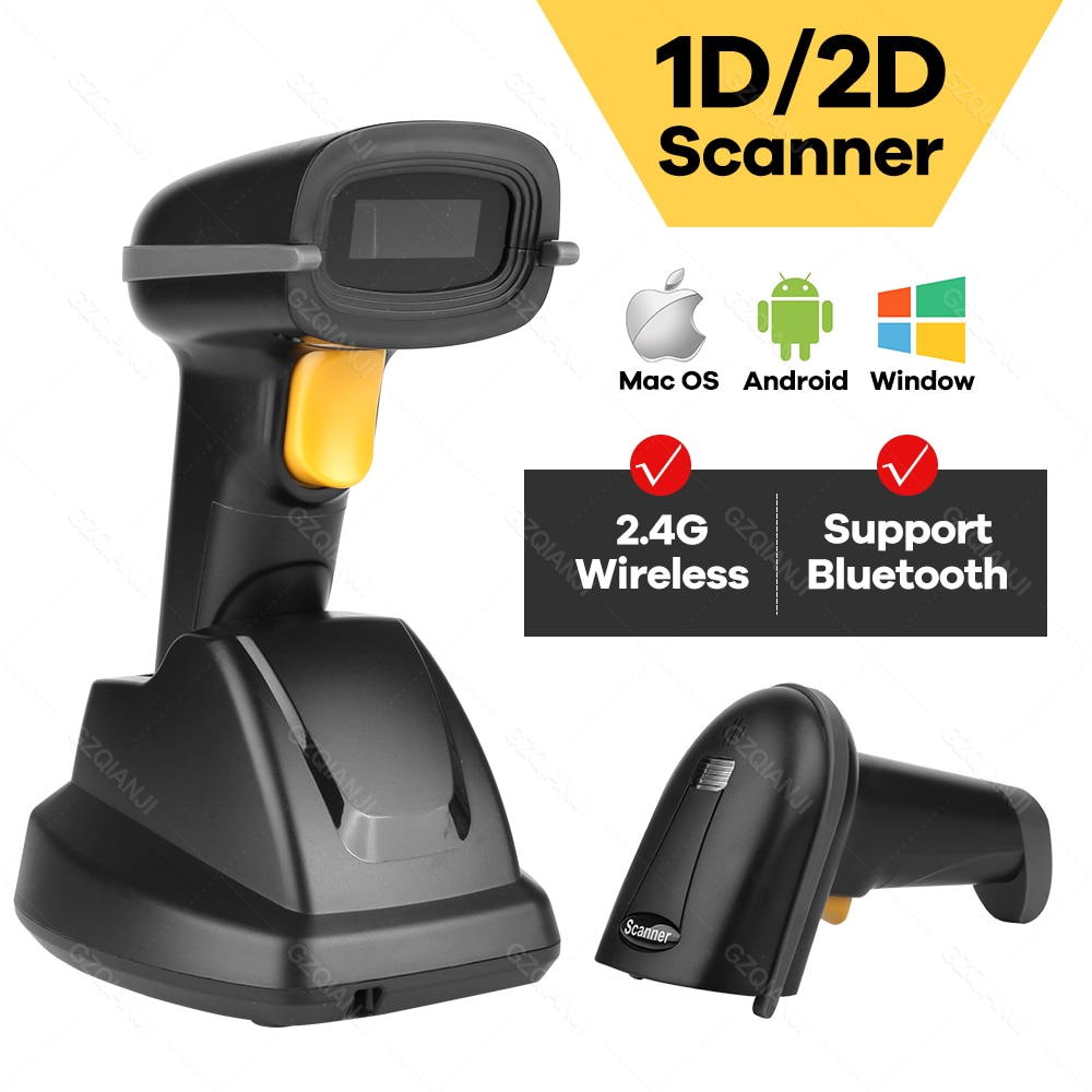 Bluetooth Wireless Barcode Scanner 1D 2D QR USB Charging Base Handheld Bar Code Reader Scanner Automatic Sensing Fast Precise