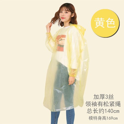 Chubasquero desechable transparente para mujer, chaqueta gruesa de plástico, Poncho de lluvia, Batas Desechables, traje impermeable AC50RC: Yellow