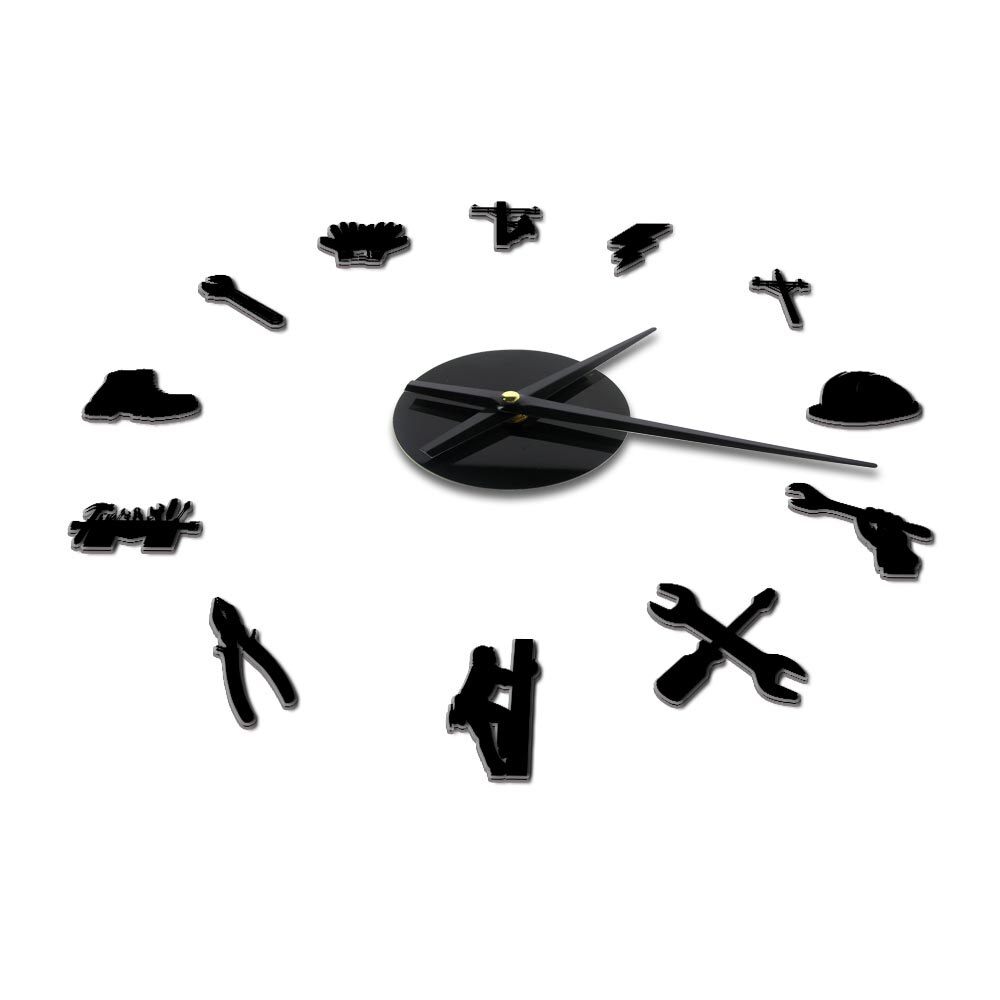 Elektriker Werkzeug Linienrichter Stumm 3D DIY Wanduhr Elektrische Reparatur Acryl Spiegel Oberfläche Zauberstab Dekor Uhr Uhr Für Linienrichter