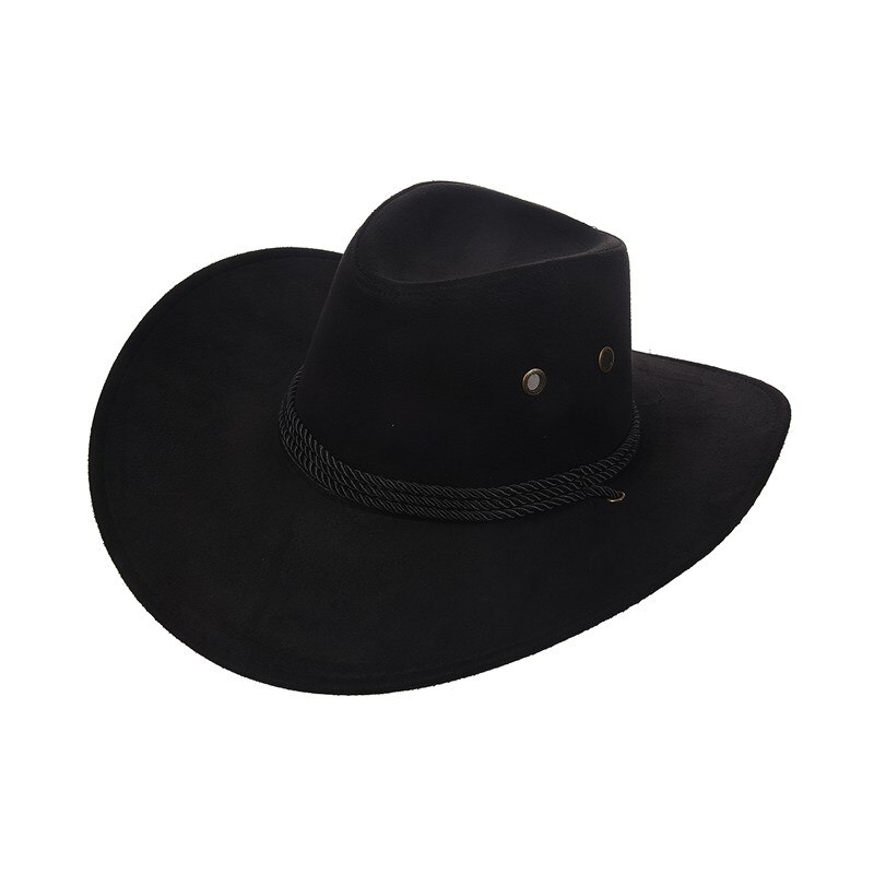 Cowboy Cap Suede Look Wild West Fancy Cowgirl Unisex Hat Black