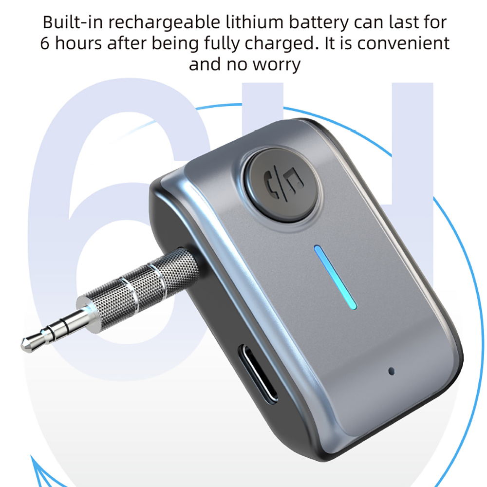 Bluetooth 5.3 Car Receiver Adapter 3.5mm AUX Jacks for Car Speaker Headset Audio Music Receiver Hands Free Bluetooth 5.3 Adapter