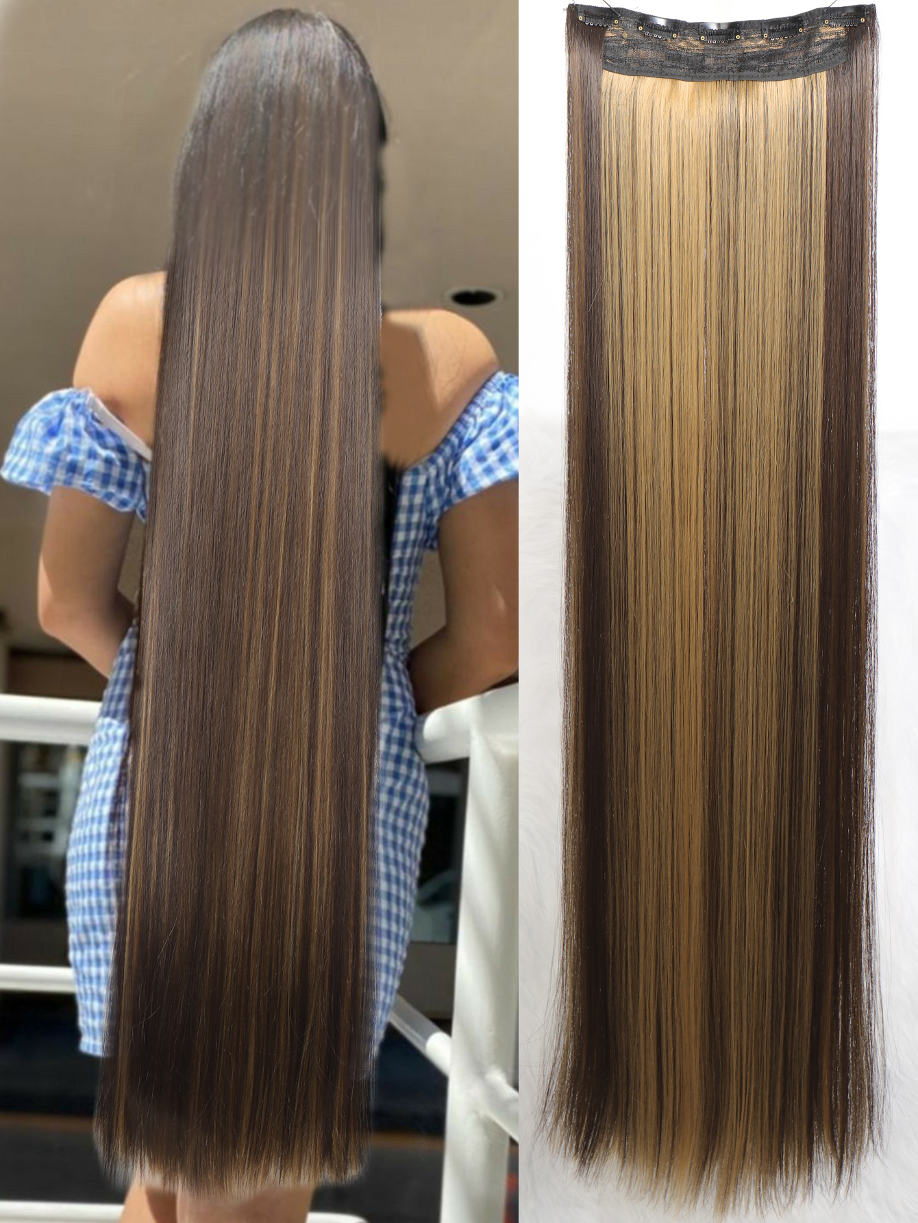 Synthetische 5 Clip In Hair Extensions Lang Recht Kapsel Haarstuk Zwart Bruin Blond 80Cm Natuurlijk Nep Haar Voor Vrouwen: T4/27/30 / 32 inch