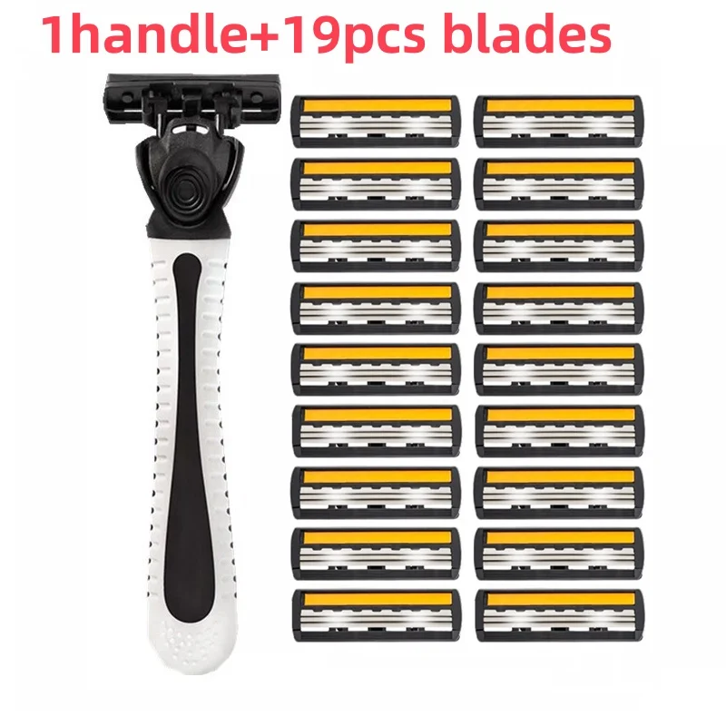 Lames de rasage pour hommes lame à trois couches rasoir de barbier rasoir de sécurité réutilisable lame importée lames de changement de tête multi-outils: Rouge