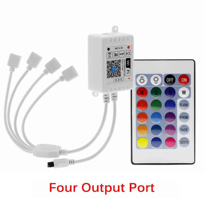 Magic Home Wifi Controller Led Rgb Controller Dc 5V-24V Draadloze Wifi Controller + Ir Afstandsbediening voor 2835 5050 Rgb Led Strip: Four Output