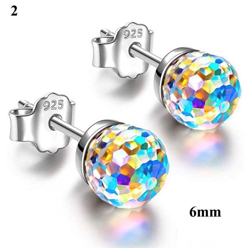 6/8mm kleurrijke oorbellen met strass-steentjes, veelkleurige bolvormige oorknopjes, kristallen oorbellen, kristallen oorbelaccessoires voor dames: 2