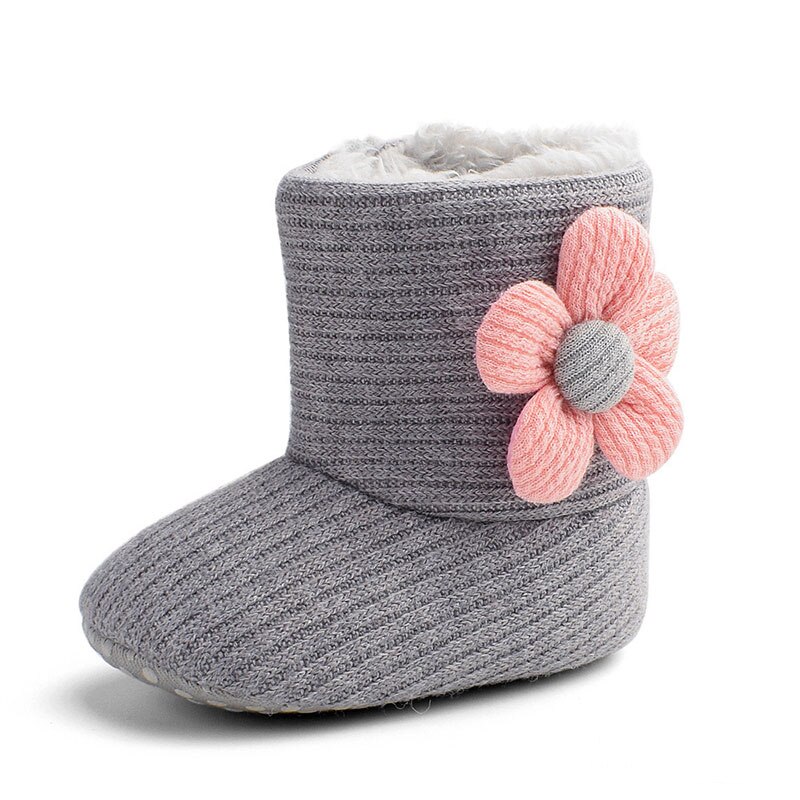 Botas abrigadas de otoño e invierno para bebé, zapatos para caminar de sólidos para bebé, botas sólidas de para niños pequeños: Gray-A