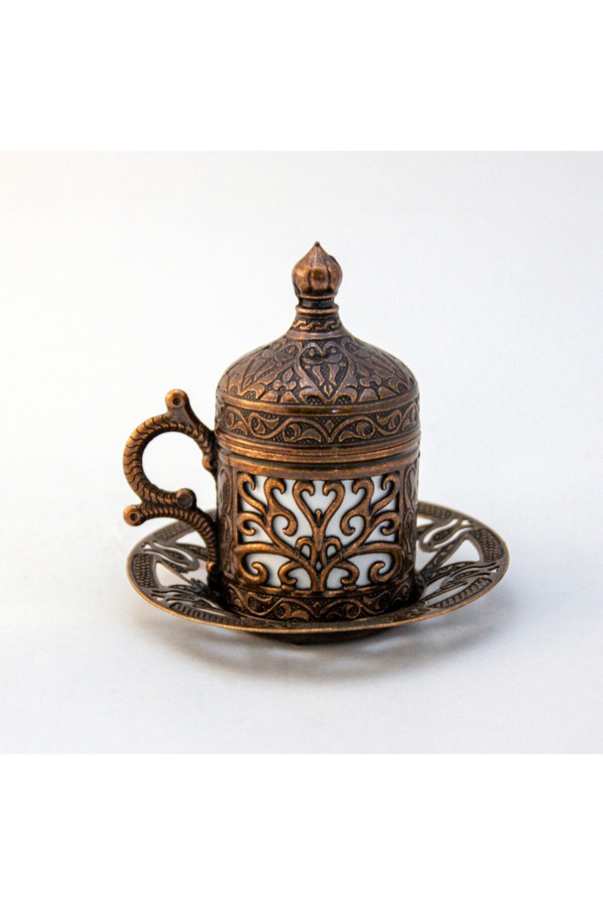 Handcrafted Copper Cup with Ottoman Pattern Covered Authentic Turkish Coffee Espresso Cup Product: Model 2