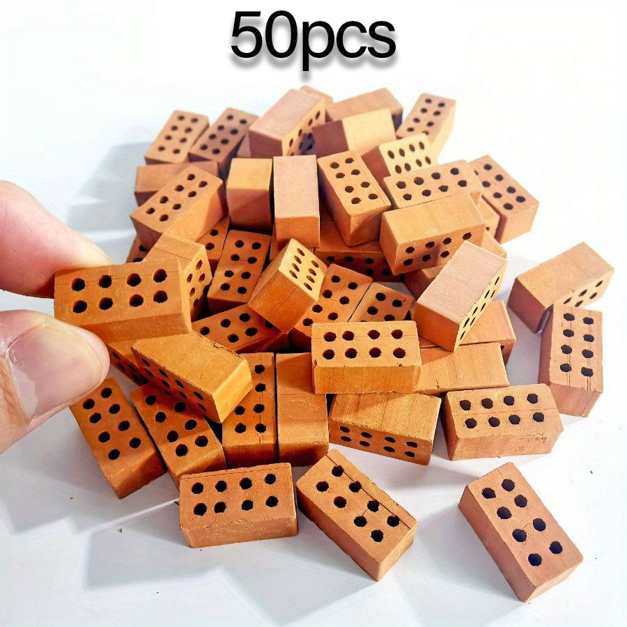50\100 stuks Mini Bakstenen Miniatuur Ambachten Kunstmatige Handgemaakte Layout Decoratie Klei Zandbak Muur - Handgemaakte Mason DIY Huisgebouwd: WIT