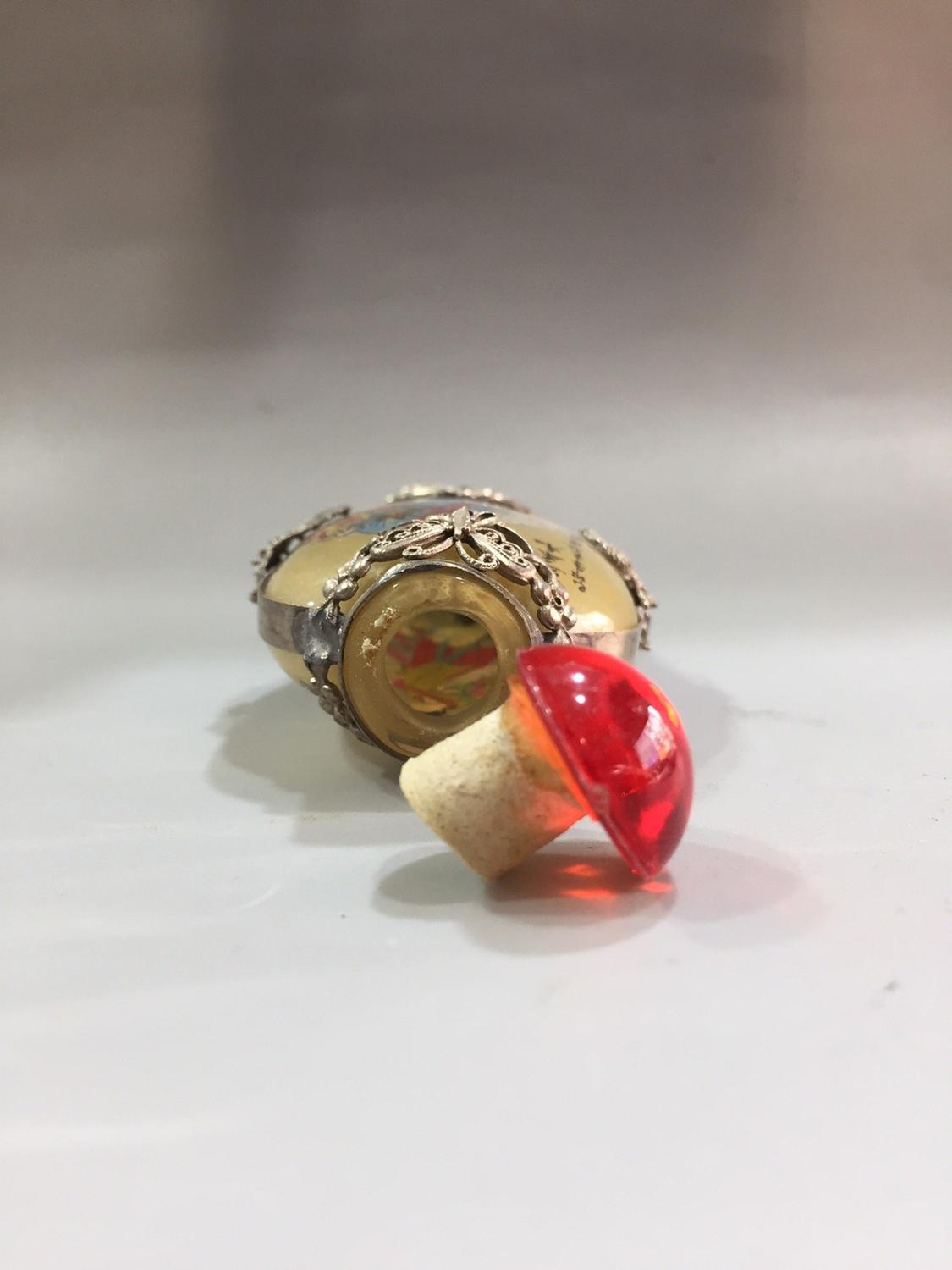 Chinees oud glas ingebouwd schilderij snuiffles tibetaans zilver mozaïek glas karakters patroon lancaihe