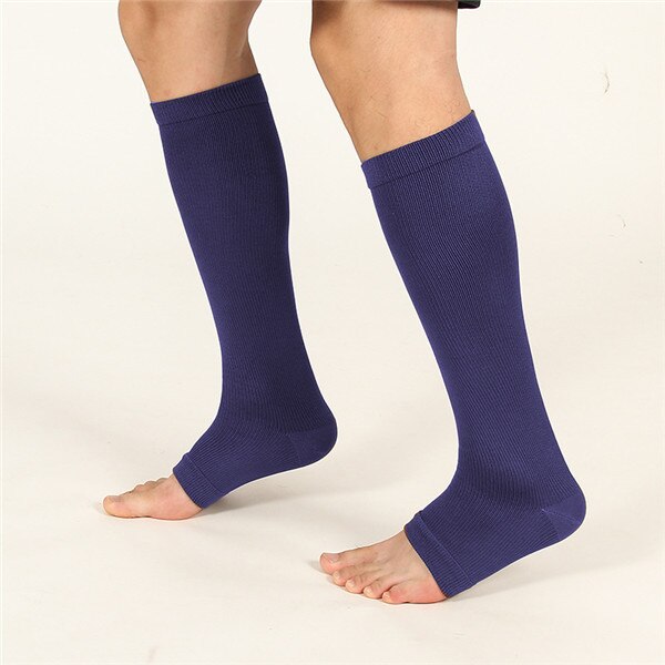 2 Stuks Ademende Compressie Kousen Knie Hoge Open Teen Ondersteuning Kousen 18-21Mm Voor Mannen Vrouwen: L / L/xl