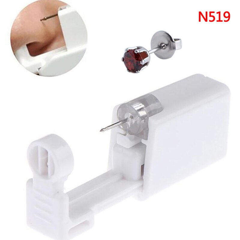 Earring Star Disposable No Pain Safe Sterile Ear Stud Piercing Gun Kit Nose Stud Piercing Tool Kit Build In Steel Stud: 519