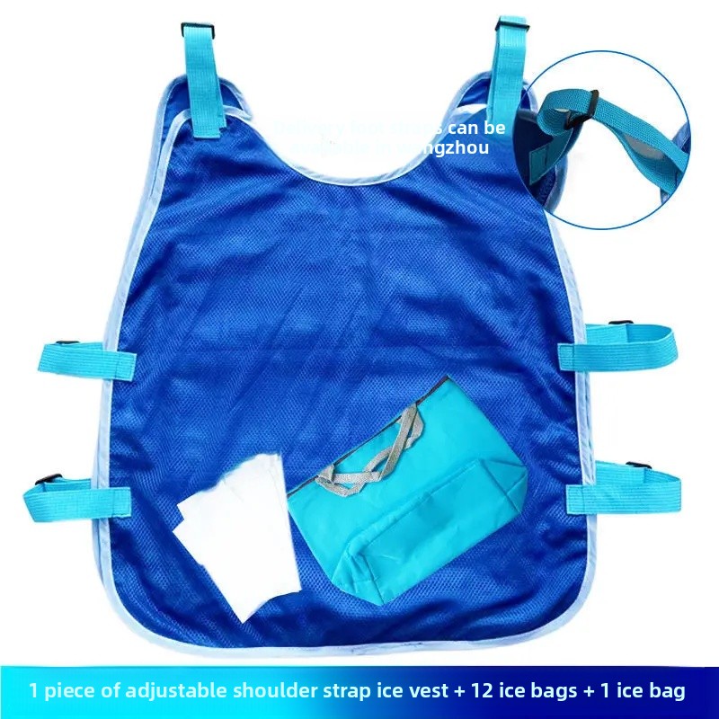 Summer Cooling Vest Ice Bag Vest Outdoor Heatstroke Prevention Clothing Men's Vest Cold Relief Essential Tool: camel