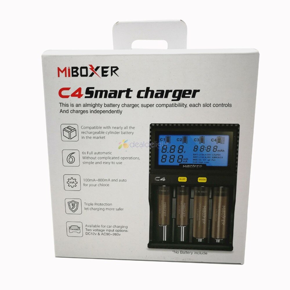 C4 Miboxer chargeur de batterie Smart 4 fentes LCD pour 10340 10440 AA AAA 14500 18650 26650 chargeur de batterie chargeur universel