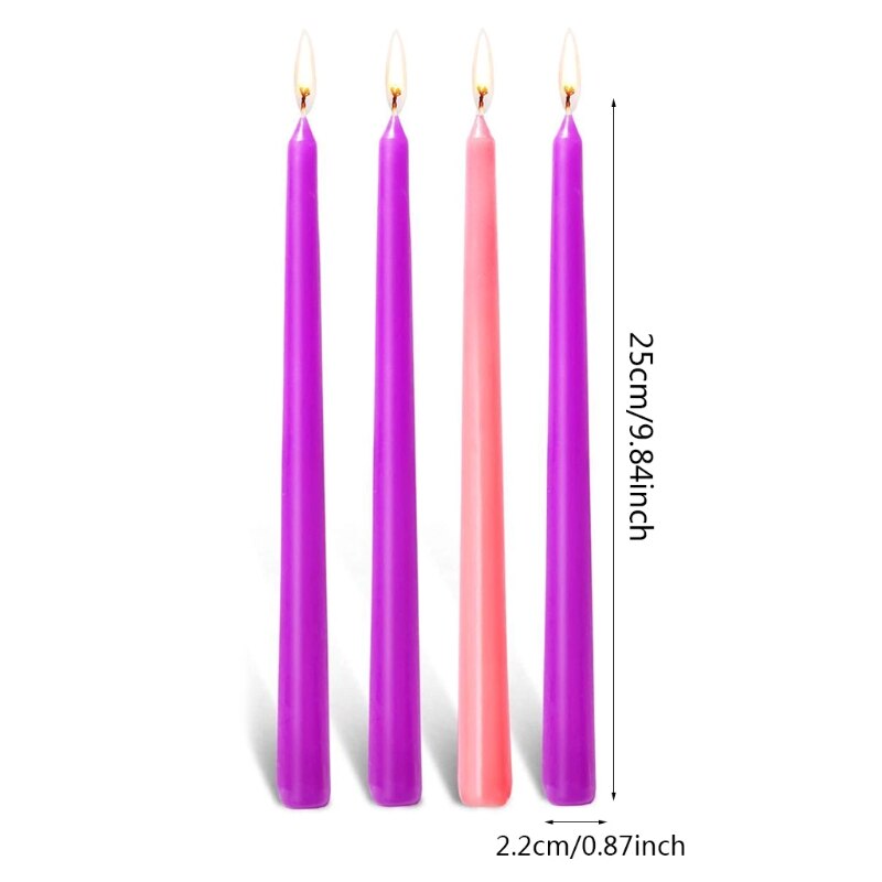 Tall Taper Candles 4 pcs Unscented Advent Taper Candle, Holidays, Church, Celebration, Party, Home Décor &amp; More