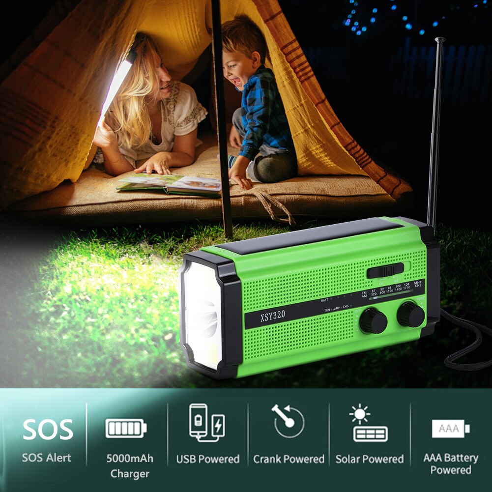 2024 N93 Portable Emergency Hand Crank Radio With LED Flashlight 2000mAh Solar Power Bank Phone Charger Camping Auto Scan AM FM