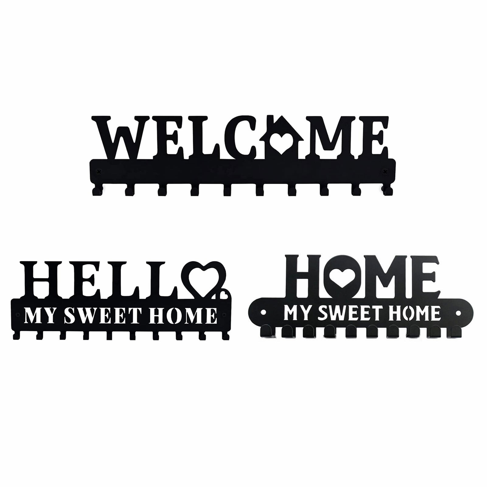 Metal Key Holder 10 Key Hooks Wall Decoration Wall Mounted Entryway Key Shelf Key Rack For Kitchen Wall Entryway Bathroom Living