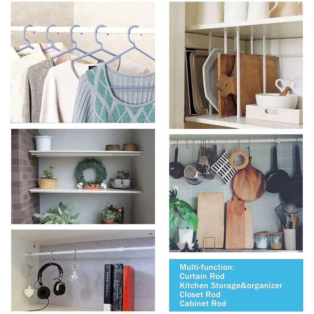 Extendable Bathroom Hanging Shower Curtain Rods 1.3cm Diameter Adjustable Telescopic Pole Rod Hanger For Curtain Wardrobe