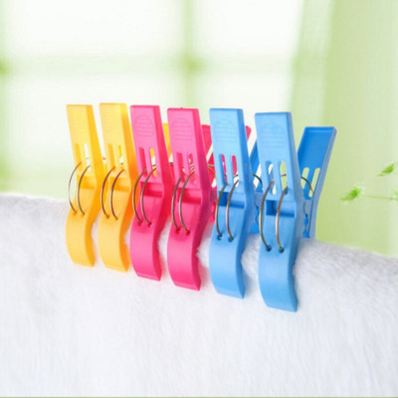 4/6pcs Laundry Plastic Clothes Hanger Clips Towel Clothes Pegs Clothespin Sheets Drying Sunbed Beach Accessories Portable