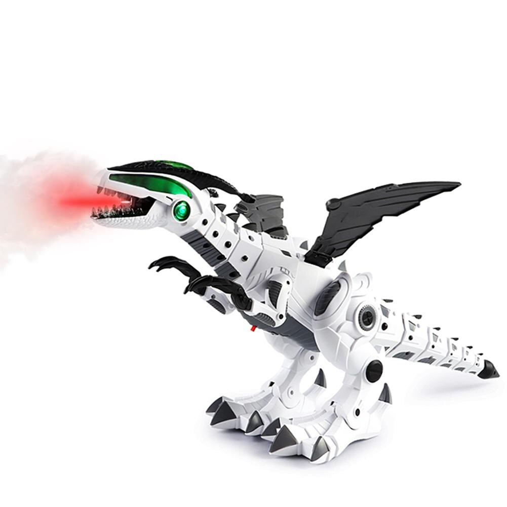 Elektriske dinosaurer børnelegetøj gå-spray gynge robotmodel med lys lyd: Hvid stor