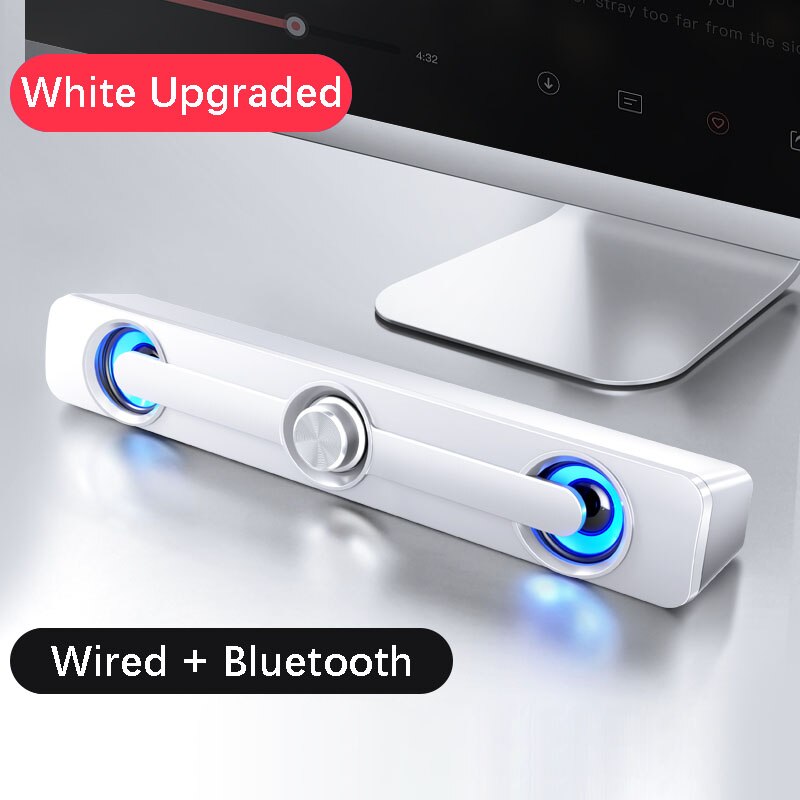 Altavoz Portátil con Bluetooth 5,0, dispositivo estéreo con doble efecto de graves, manos libres, FM, color negro, para portátil, teléfono, tableta, MP3 y MP4: White Bluetooth