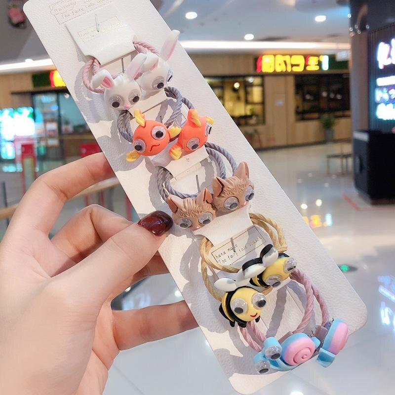 10 pièces/sac mignon dessin animé Fruit fleur élastique cheveux élastiques pour enfants enfants filles Scrunchie cravate cheveux anneau corde accessoires: Goldfish Bee