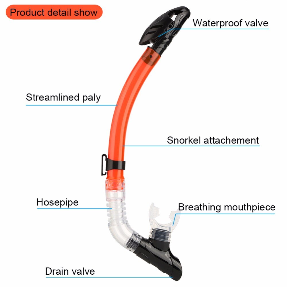 Full tørrdykking snorkel pusterør med silikon munnstykke enkel ventil svømming puste snorkel tube dykkerutstyr