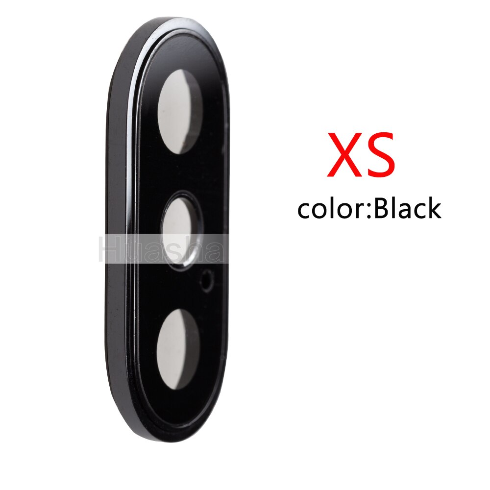 Voltar câmera traseira lente de vidro anel capa com moldura titular para o iphone x xr xs max lente de vidro da câmera + moldura peças: For XS Black