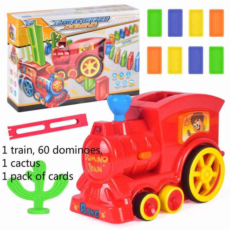 Elektrische Domino Trein Automatisch Sets 60 Gekleurde Plastic Domino Speelgoed Educatief Speelgoed Kinderen: 01