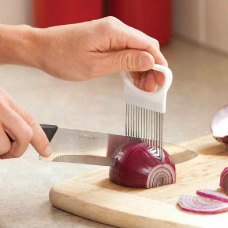 Shrendders & Snijmachines Tomaat Ui Groenten Slicer Snijden Aid Houder Gids Snijden Cutter Veilig Vork