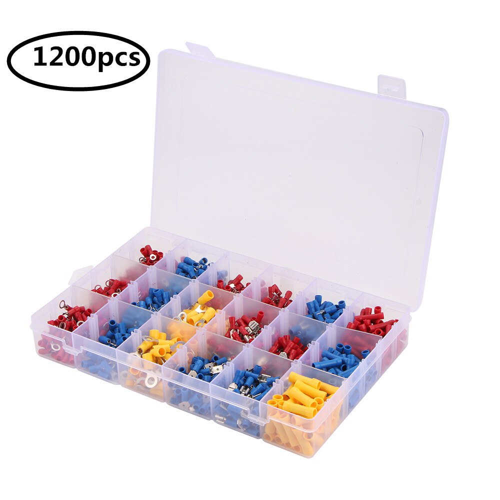 1200pcs Cable Wire Terminal Connector with Hand Ferrule Crimper Plier Crimp Tool Kit Set: Crimp Terminals
