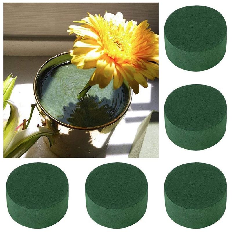 DIY Flower Arrangement Kit Green Round Wet Floral Foam, Wedding Aisle Flowers, Party Decoration (Flower Foam, 16 Pieces)